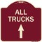 Signmission Driveway All Trucks Move Ahead W/ Up Arrow Heavy-Gauge Aluminum Sign, 18" x 18", BU-1818-24131 A-DES-BU-1818-24131 - alternate 1